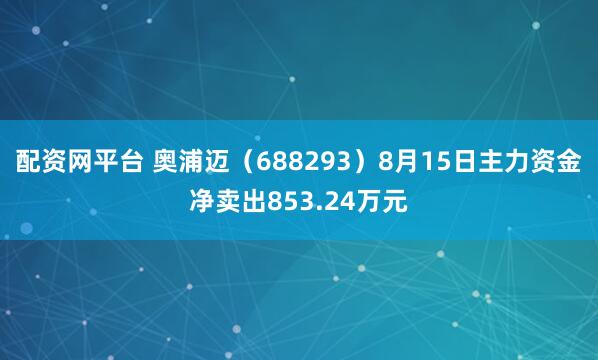 配资网平台 奥浦迈（688293）8月15日主力资金净卖出853.24万元